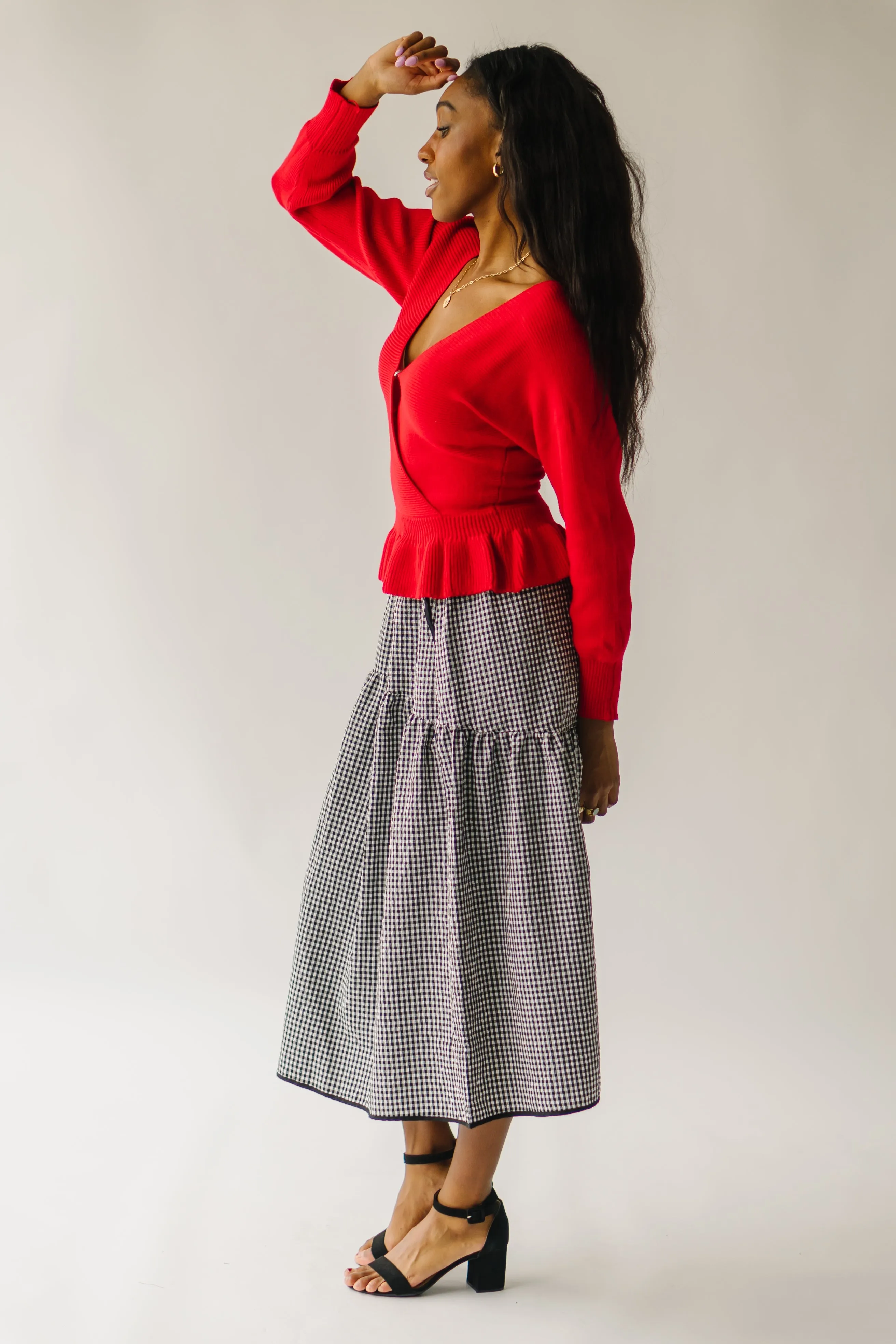 The Leeston Crossover Sweater in Red