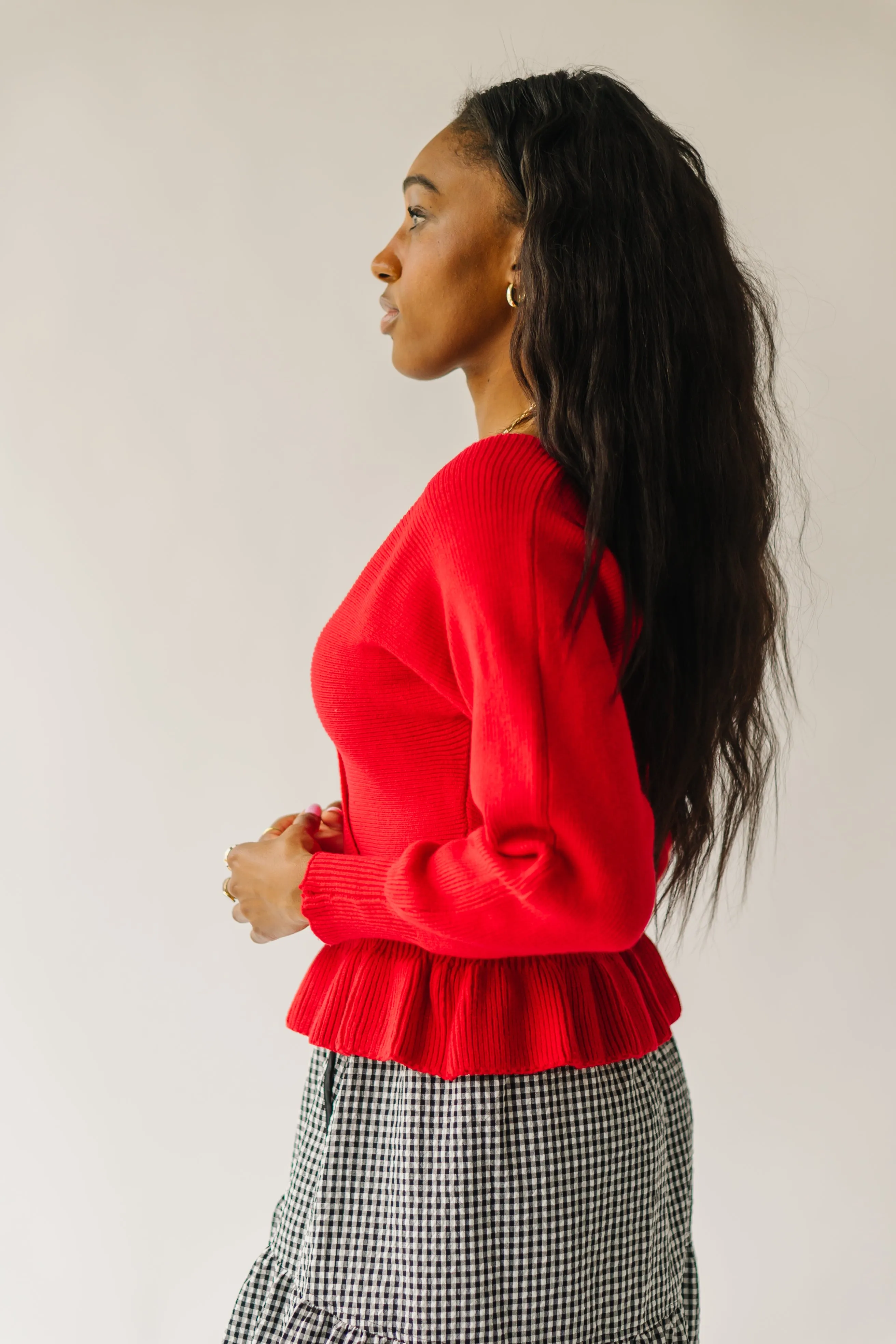 The Leeston Crossover Sweater in Red