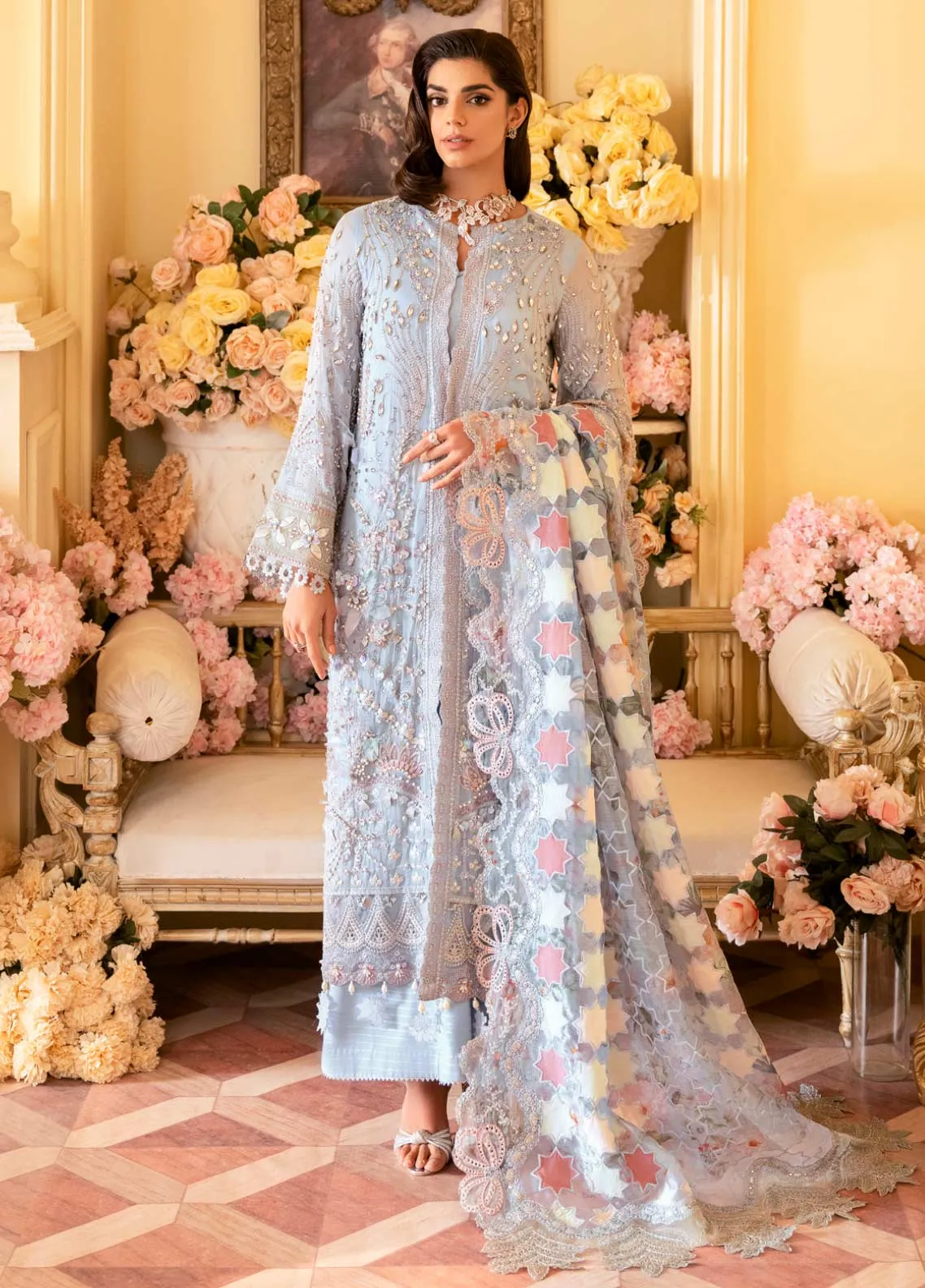 The Royal Palace By Nureh Embroidered Chiffon Unstitched 3 Piece Suit - 49