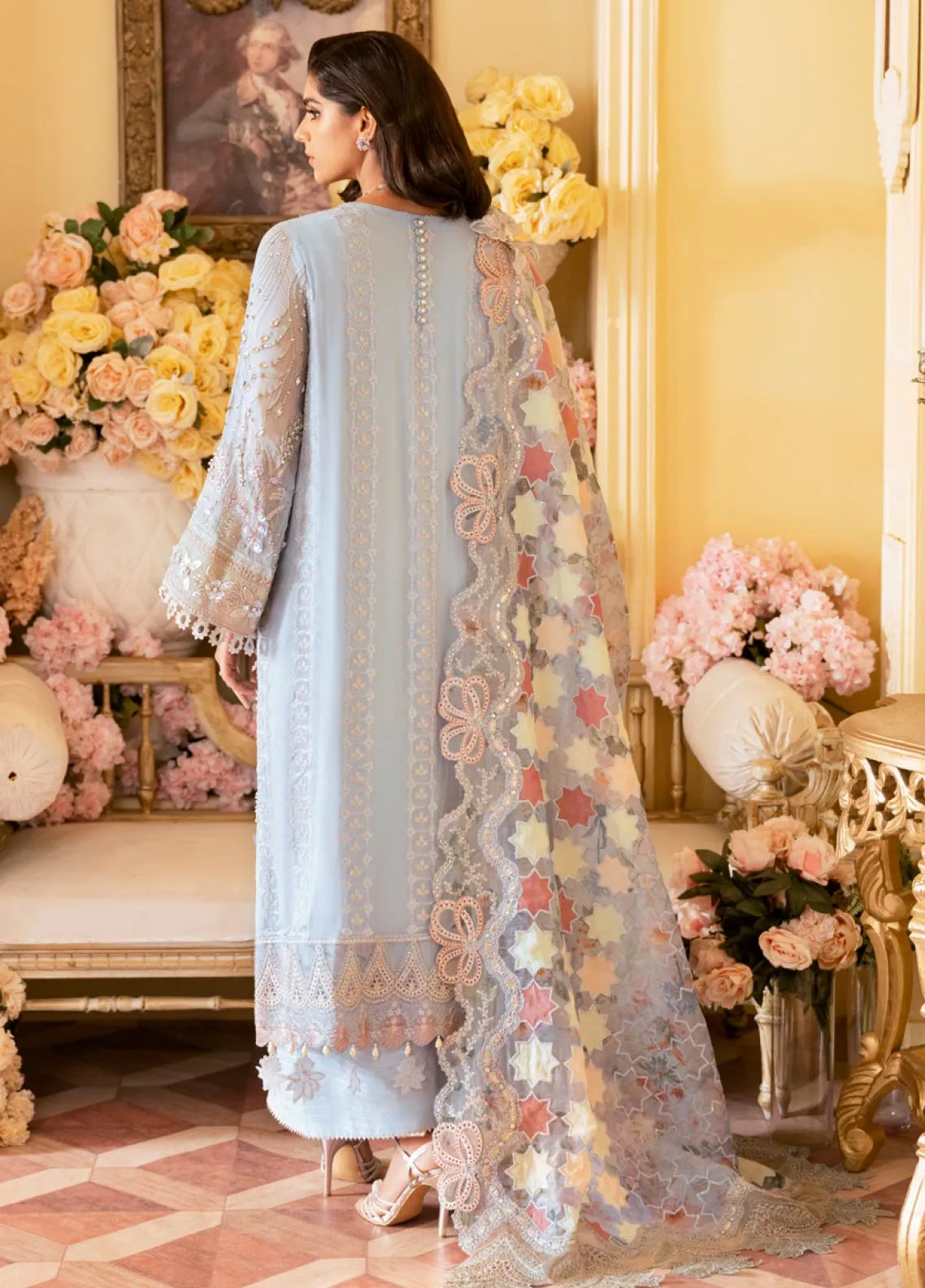 The Royal Palace By Nureh Embroidered Chiffon Unstitched 3 Piece Suit - 49