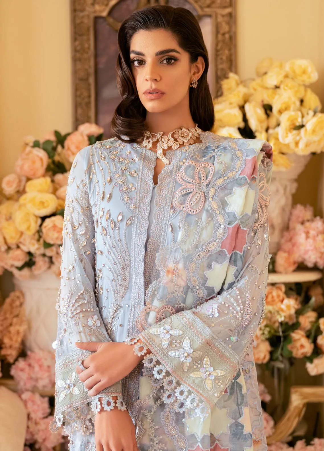 The Royal Palace By Nureh Embroidered Chiffon Unstitched 3 Piece Suit - 49