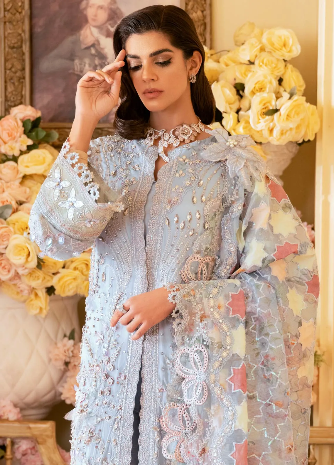 The Royal Palace By Nureh Embroidered Chiffon Unstitched 3 Piece Suit - 49