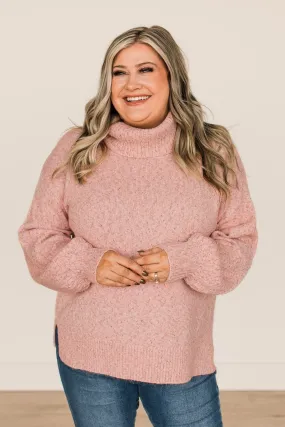 Tickled Pink Turtle Neck Sweater- Dusty Pink