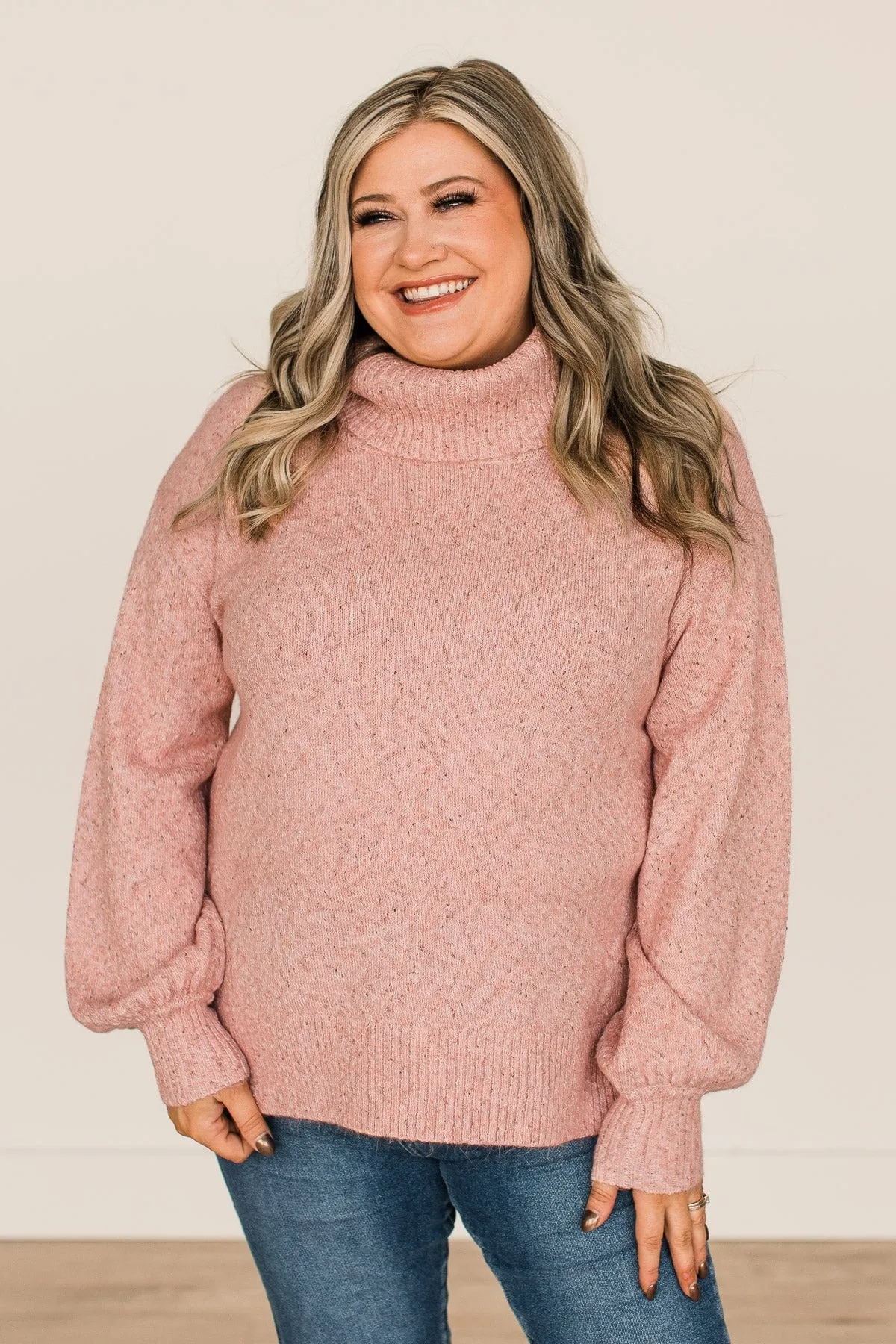 Tickled Pink Turtle Neck Sweater- Dusty Pink