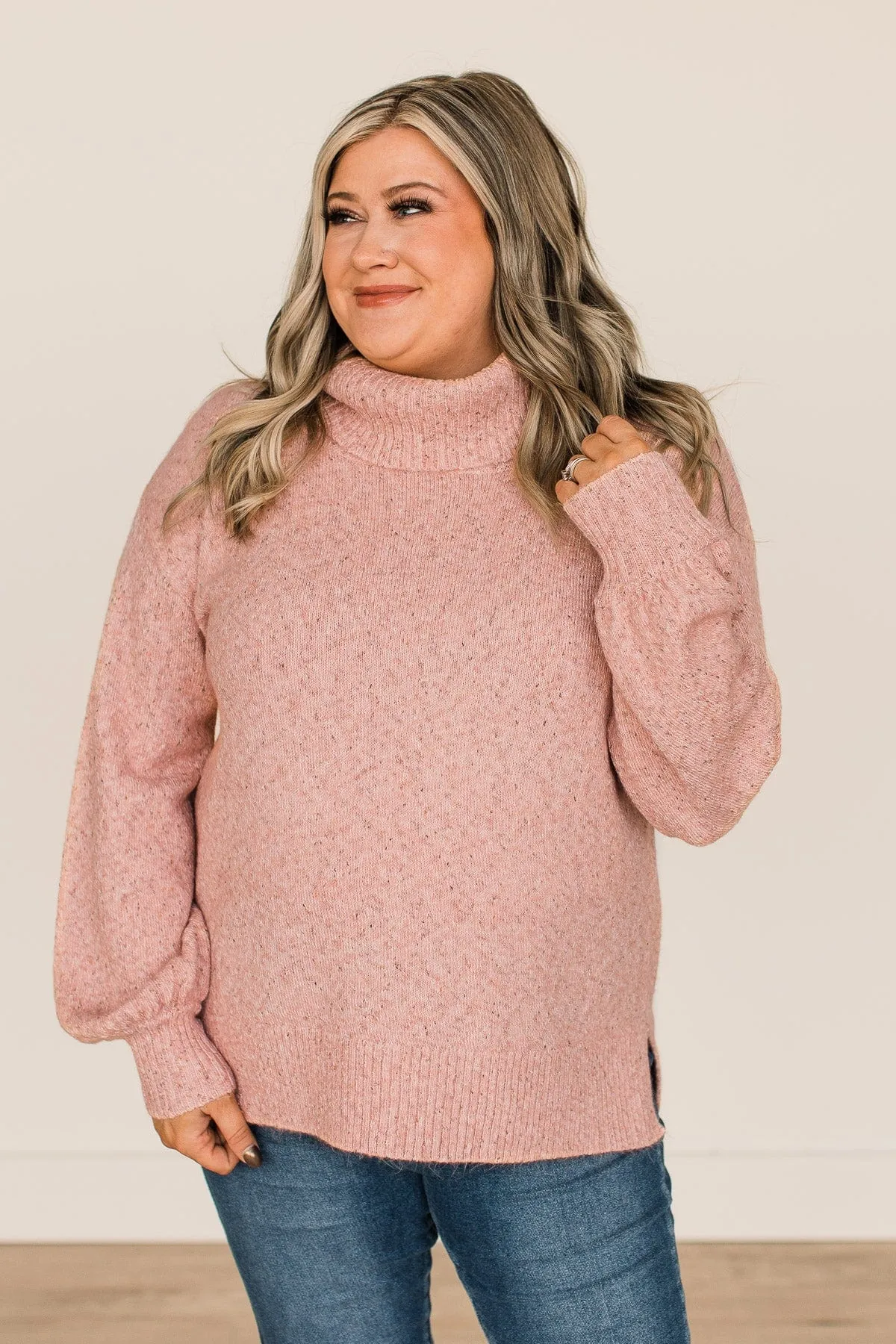 Tickled Pink Turtle Neck Sweater- Dusty Pink