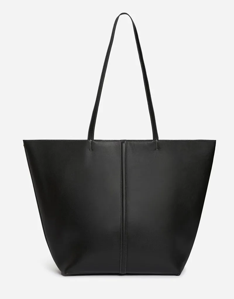 Vanessa Bruno Black Large Daily Leather Tote Bag