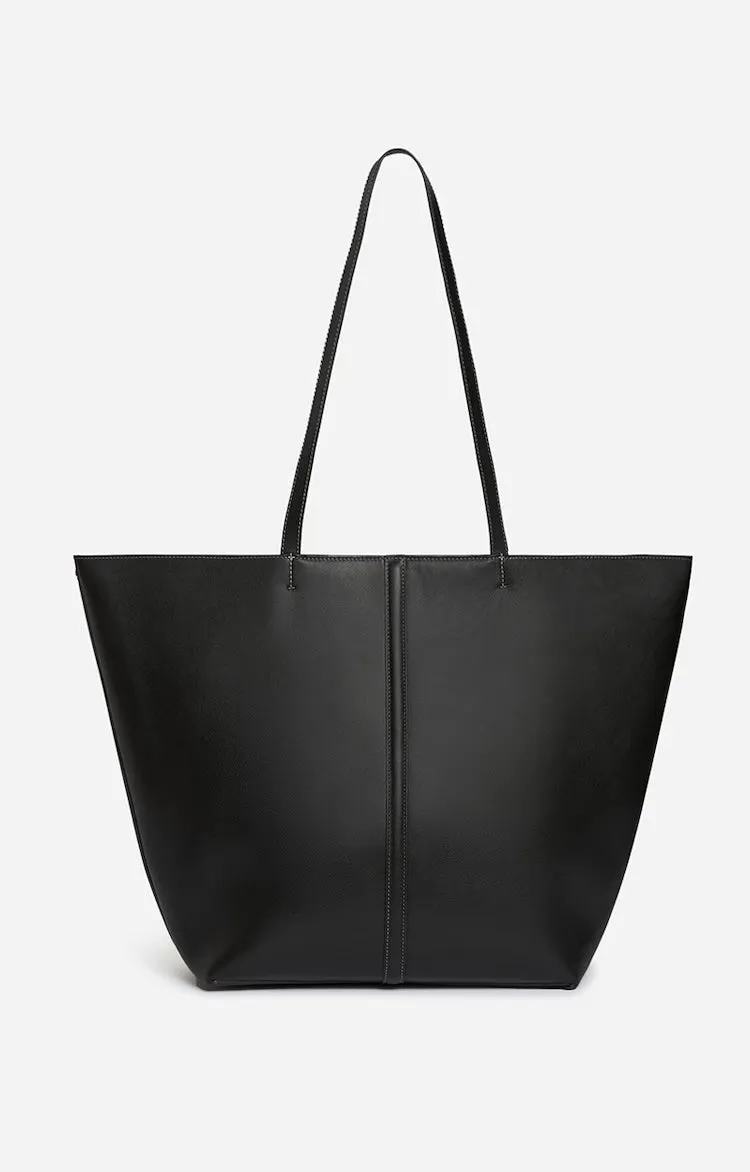 Vanessa Bruno Black Large Daily Leather Tote Bag