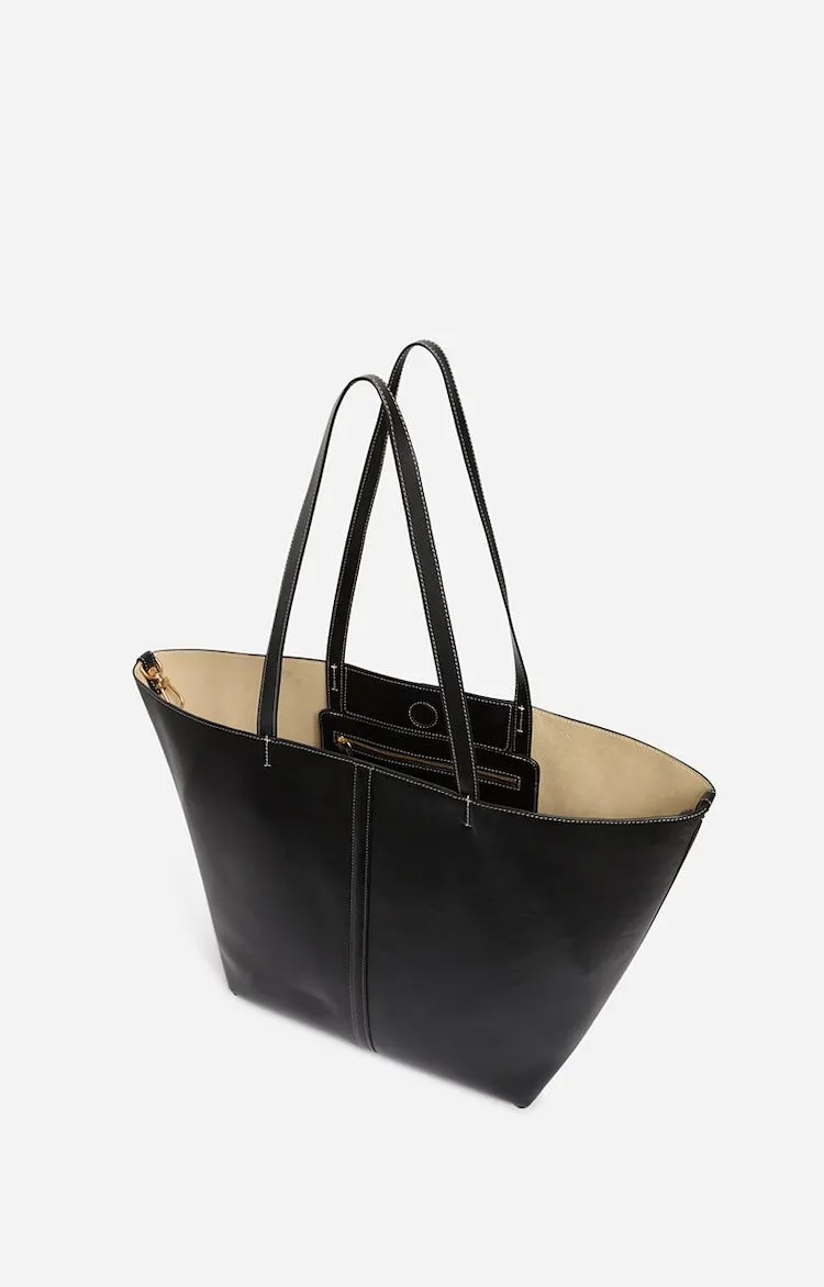 Vanessa Bruno Black Large Daily Leather Tote Bag