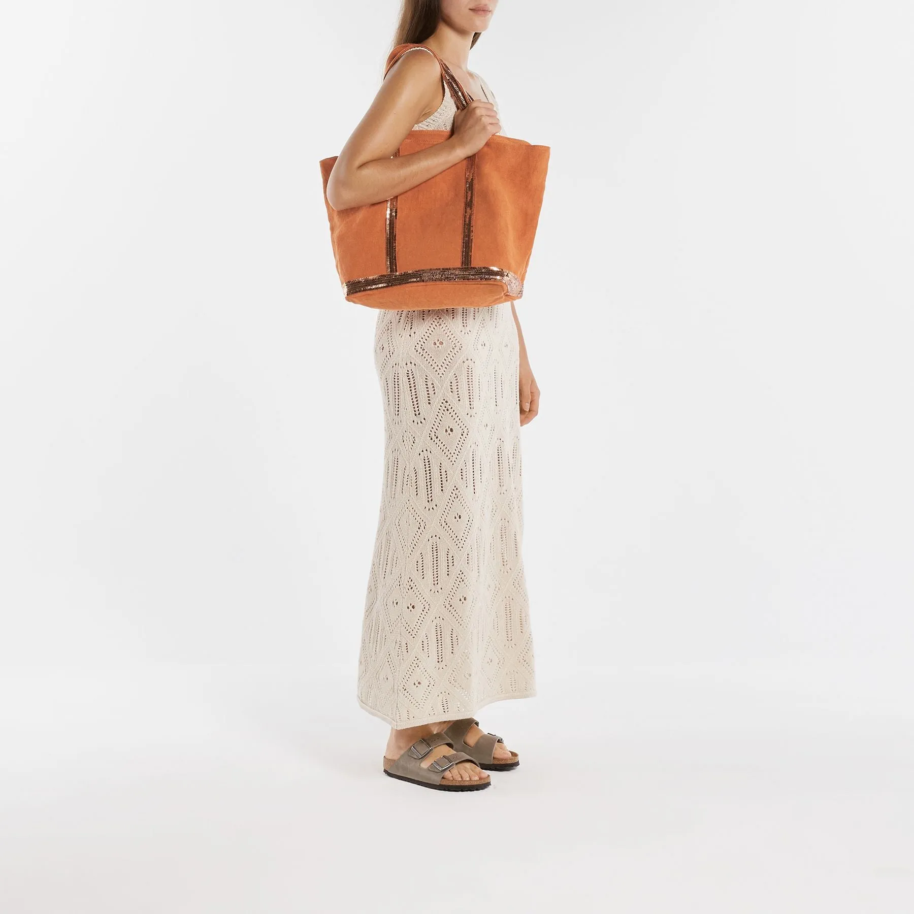 Vanessa Bruno  Cabas L Tote Bag - Vanessa Bruno -  Mandarine - Linen