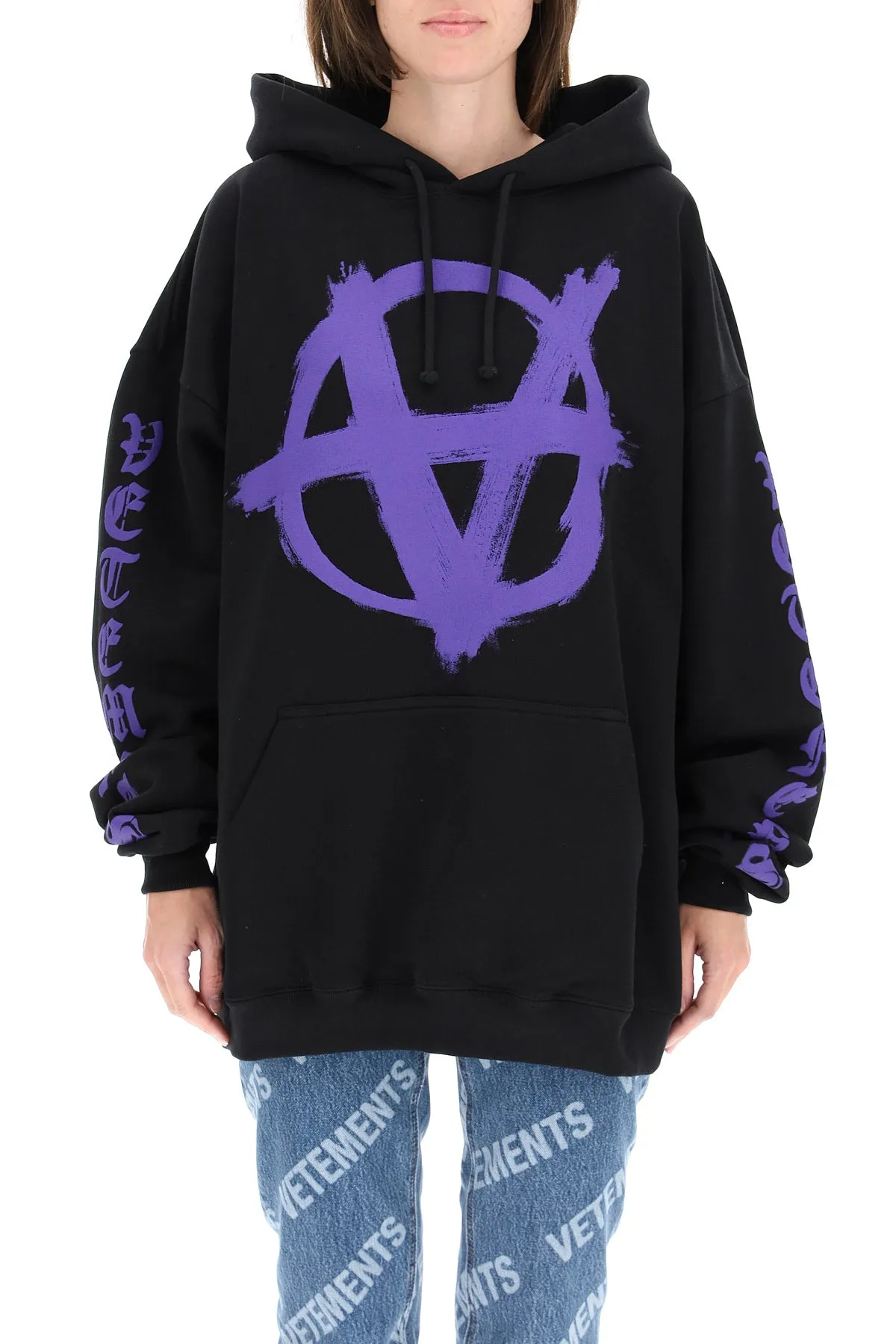 Vetements Anarchy Logo Drawstring Oversized Hoodie