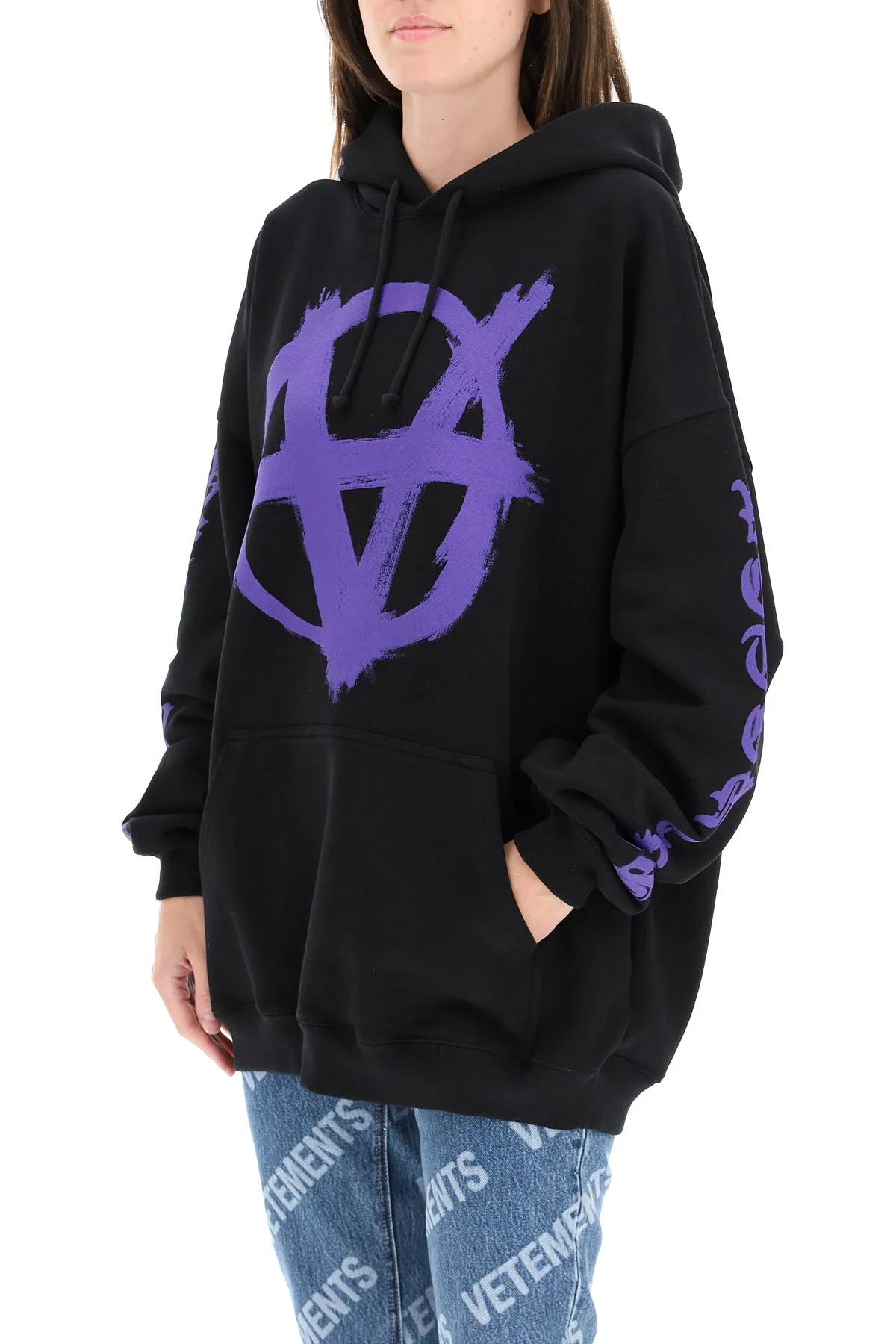 Vetements Anarchy Logo Drawstring Oversized Hoodie