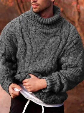 Warm Twist Thick Men Turtleneck Sweater