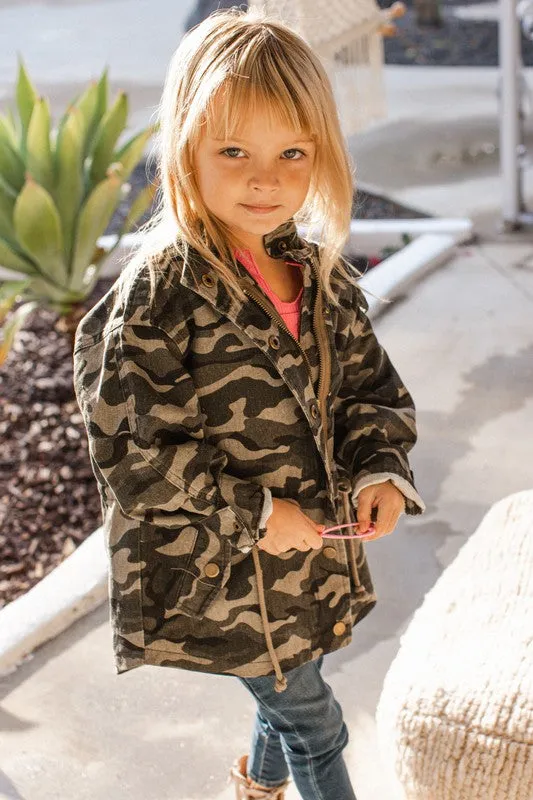 Washed Camo Utilitarian Jacket- Girls