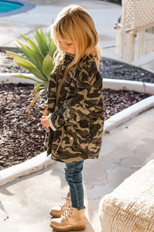 Washed Camo Utilitarian Jacket- Girls