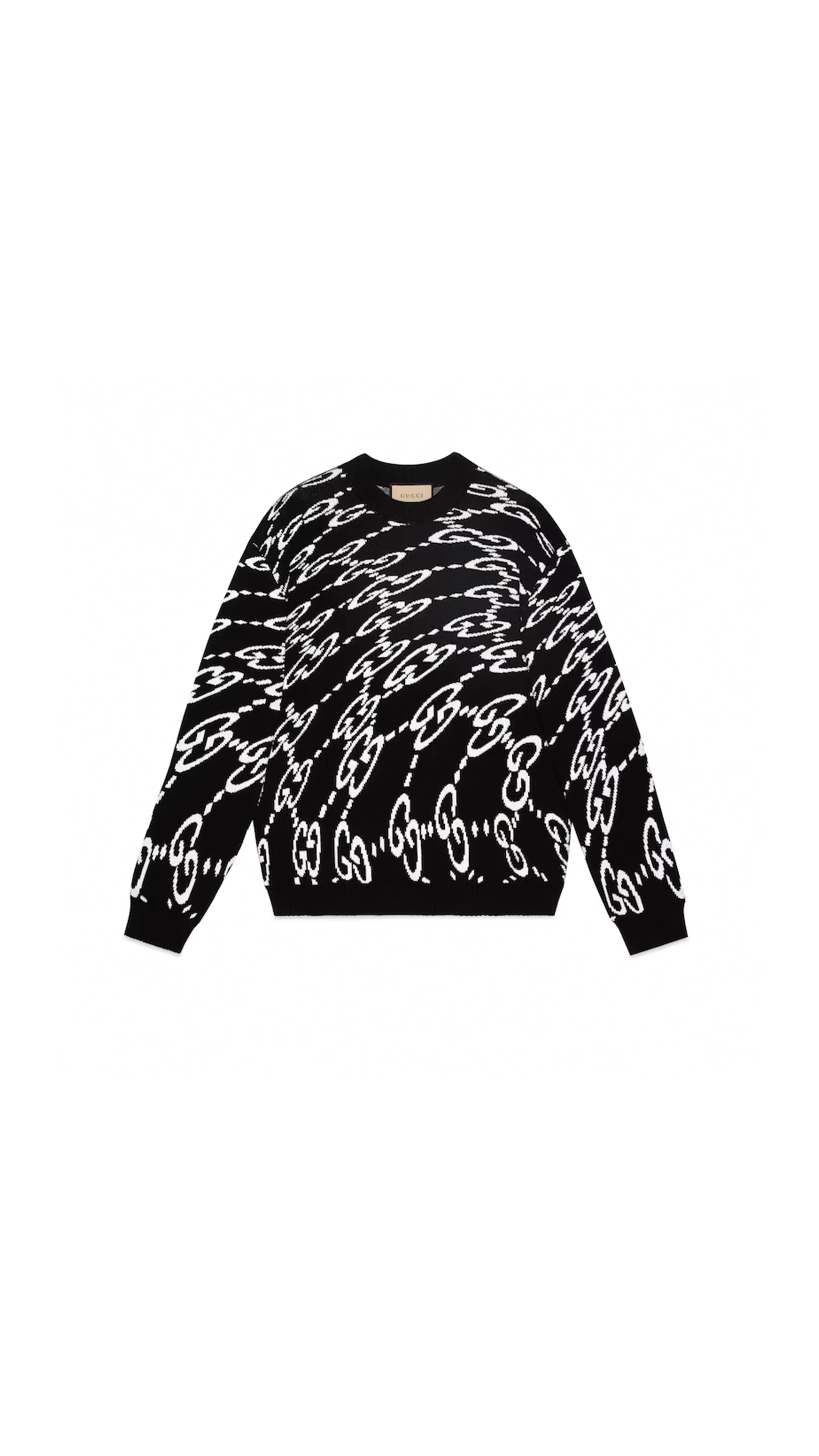 Wavy GG Cotton Sweater - Black/White