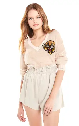 Wildfox Llana Knit Mascot Embroidered Sweater