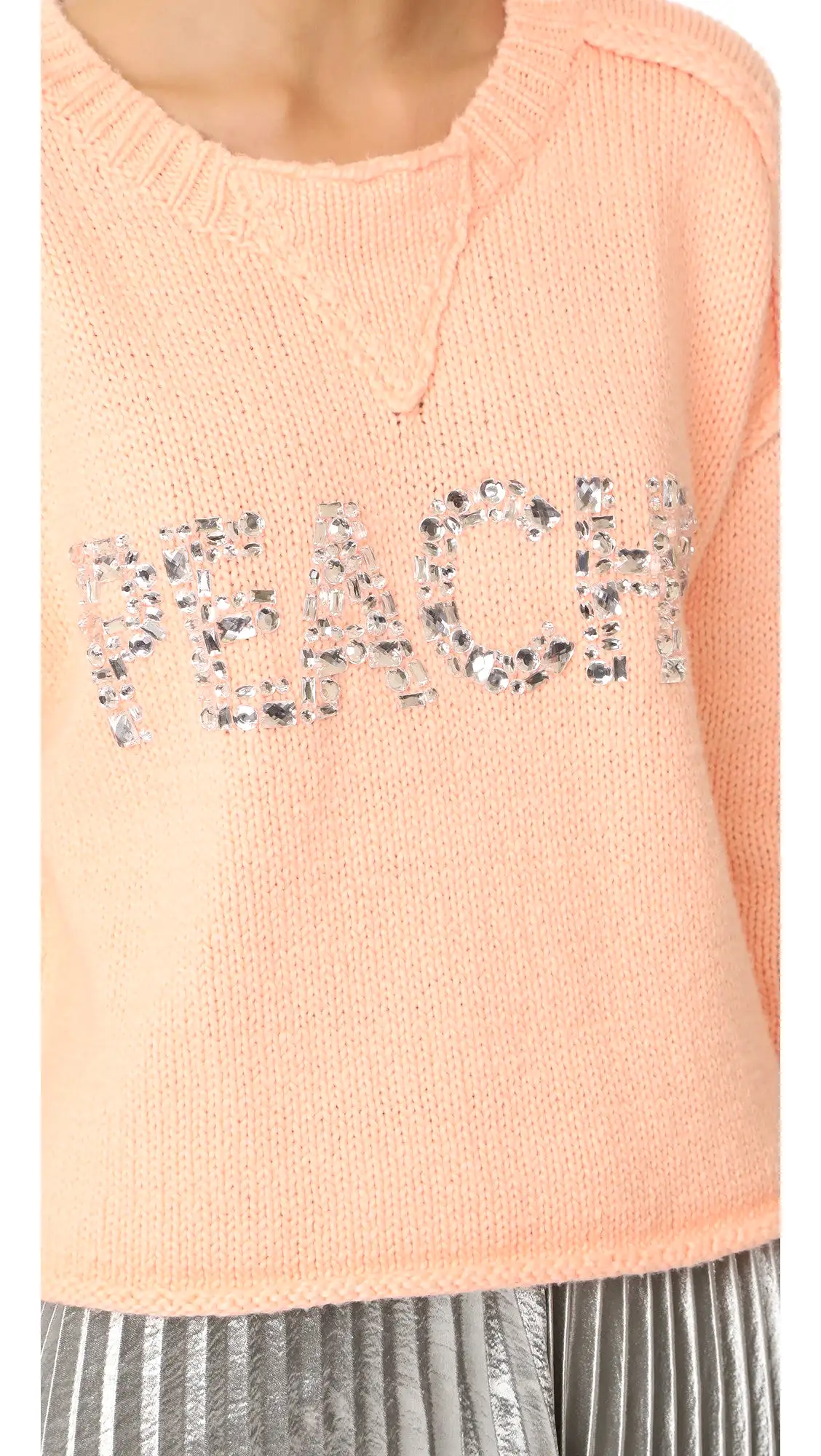 Wildfox Peachy Rhinestones Crop Sweater