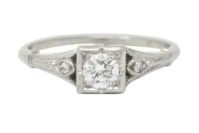 W.J. Harbor Co. Retro 0.30 CTW Diamond Platinum Lotus Engagement Ring