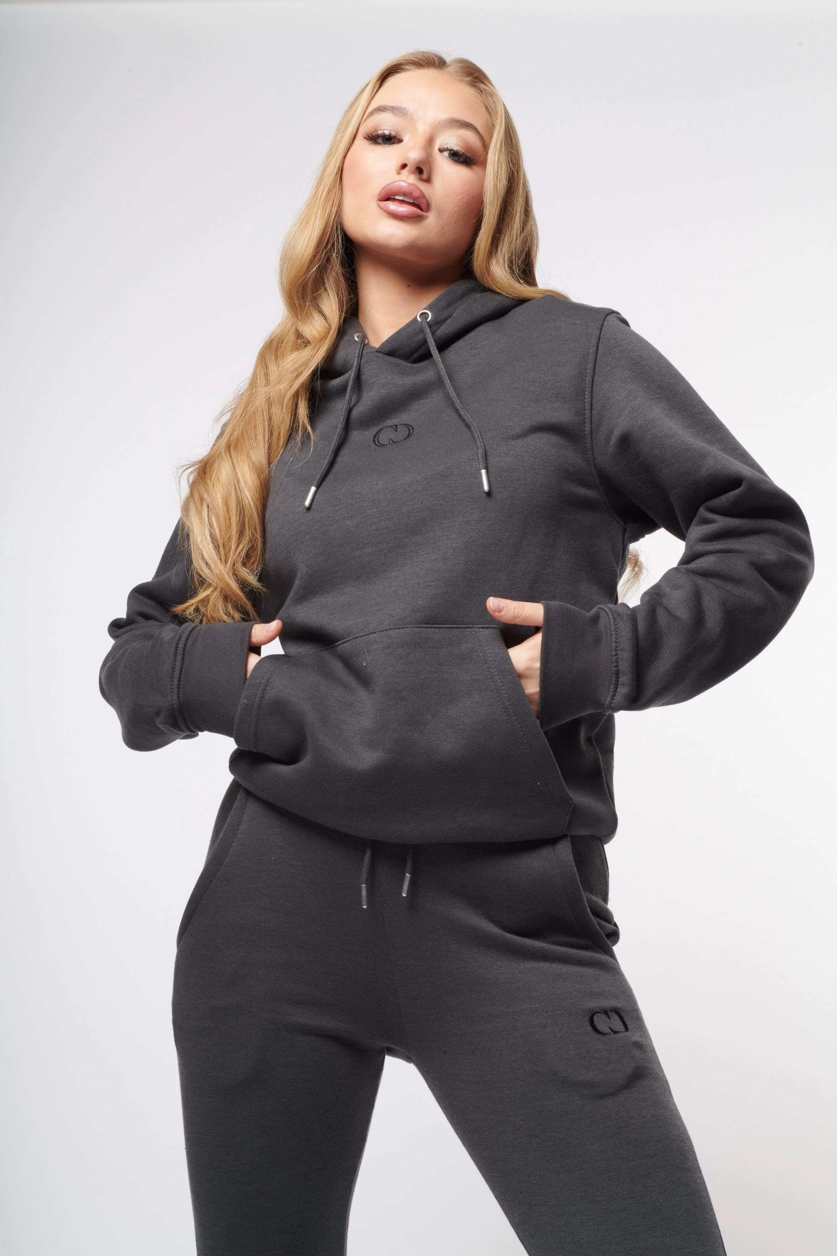 WOMENS ECO ESSENTIAL PULLOVER HOODIE - CHARCOAL