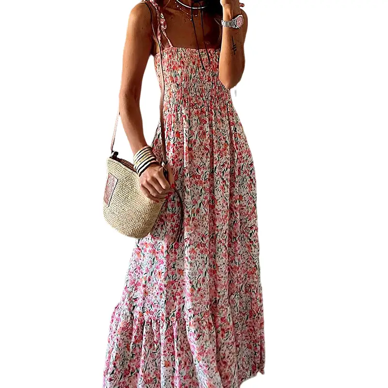 Women's Fashionable Printed Sleeveless Suspender Dress