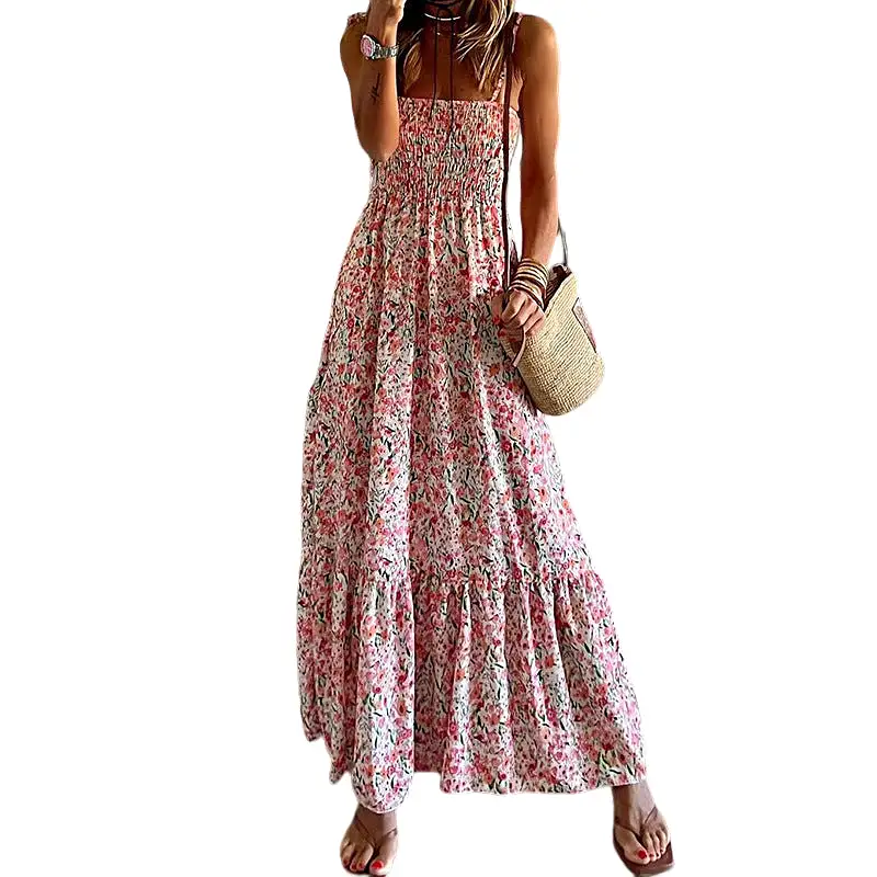 Women's Fashionable Printed Sleeveless Suspender Dress