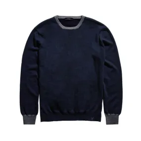 WOOL PATCH KNIT Man Navy Blue Grey