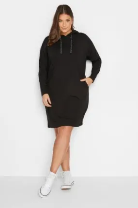 YOURS Curve Black Pocket Hoodie Dress