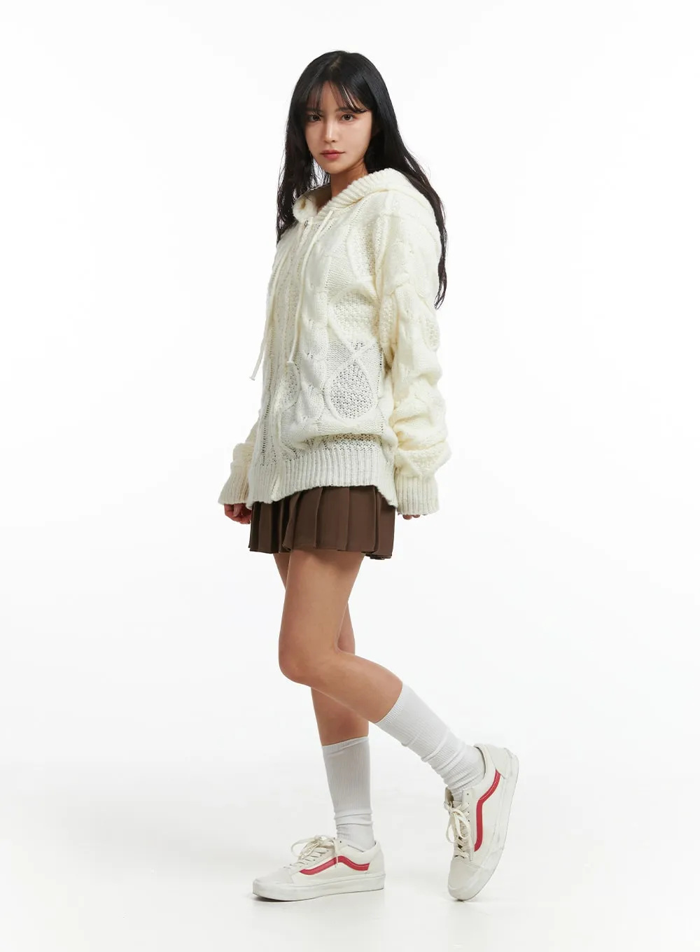 Zip-Up Cable Knit Sweater OJ424