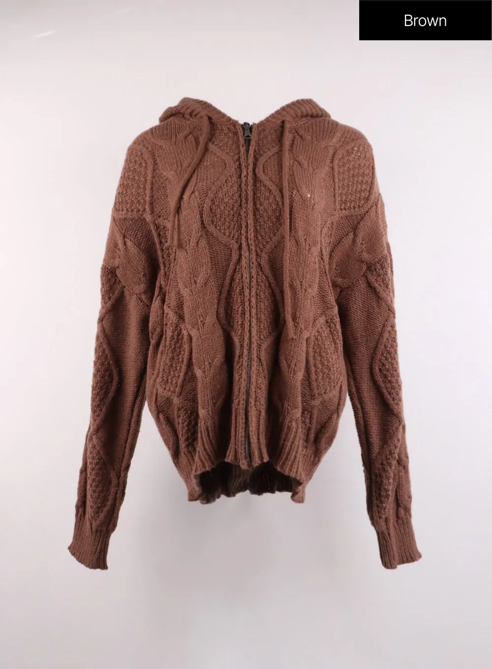 Zip-Up Cable Knit Sweater OJ424